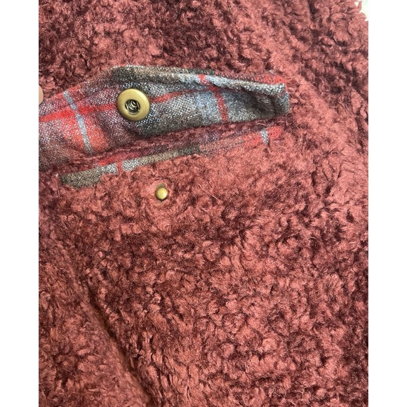 Pendleton Sherpa Fleece Jacket Womens XL Burgundy Maroon Full Zip Oversized Warm - Picture 8 of 14